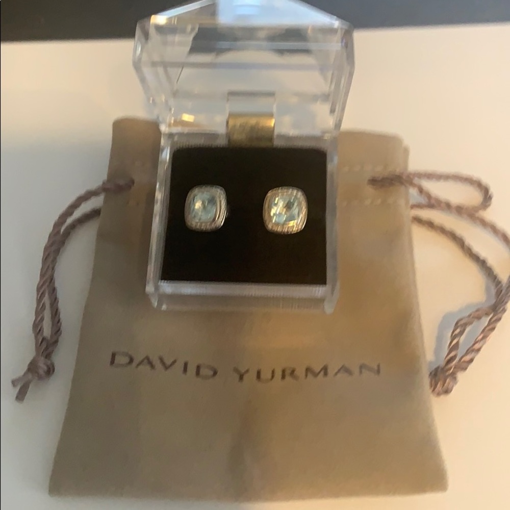 David Yurman Earrings with Blue Topaz & Diamonds